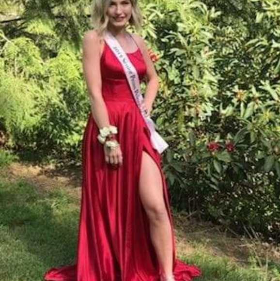 Betsy & Adam Red Floor Length Prom Formal Size 0 - Picture 9 of 9